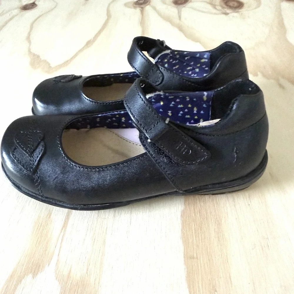 Hush Puppies Girls Size 1 Leather Touch Fasten Black Mary Jane School Shoes